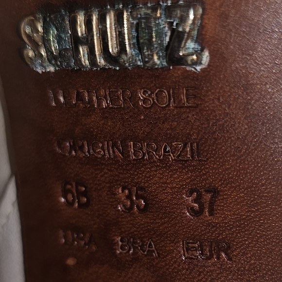 SCHUTZ White and Gold Studded Heels - Picture 6 of 7